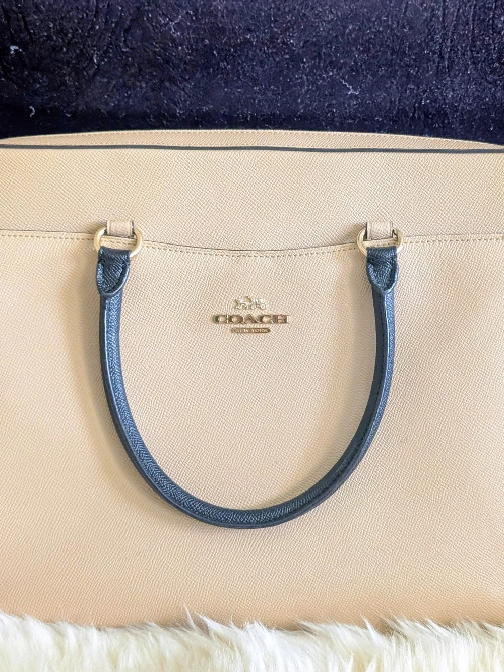 VGUC COACH Tan Laptop/Tote Bag with Black Handles
